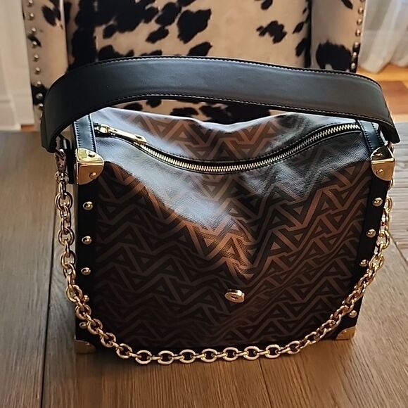 NWOT ALDO PURSE Handbag Zip Closure Snap Gold Hardware Shoulder Chain Casual - Picture 2 of 10